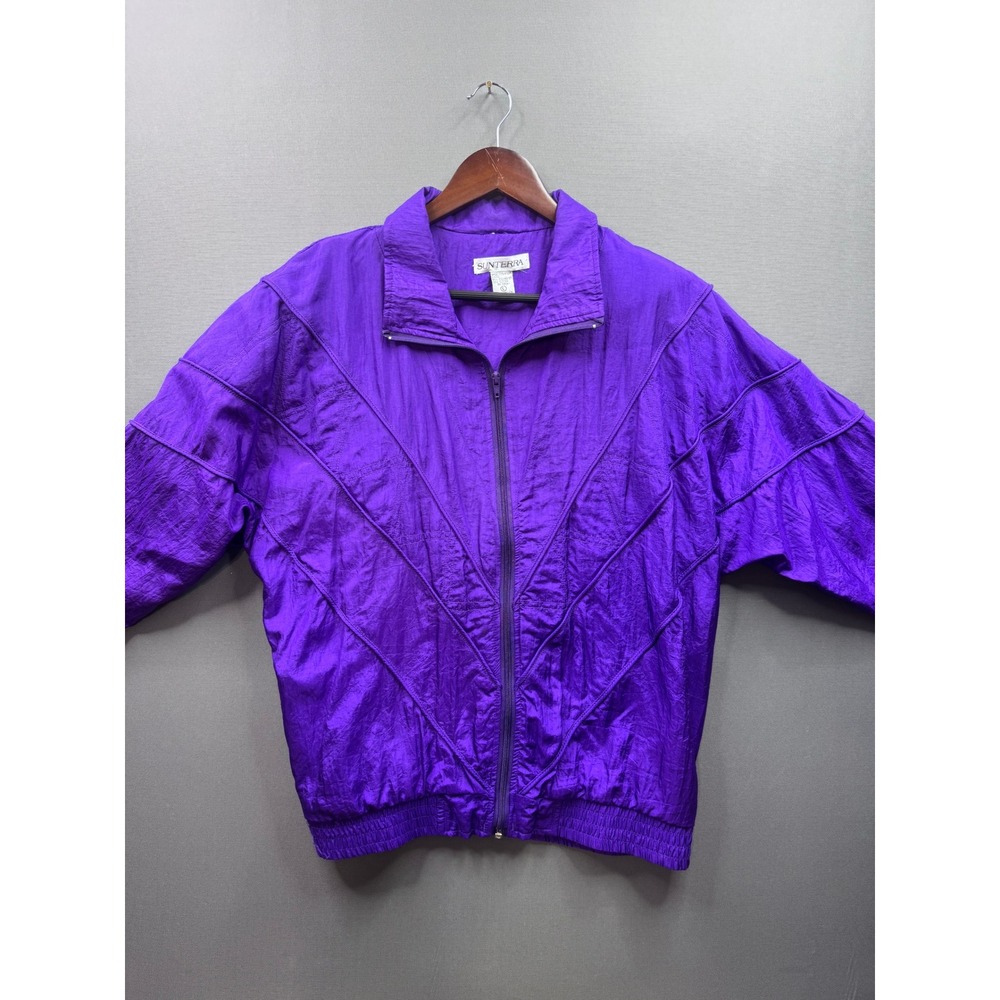 SUNTERRA Purple Nylon Track Jacket Windbreaker Retro Athleisure Size‎ L